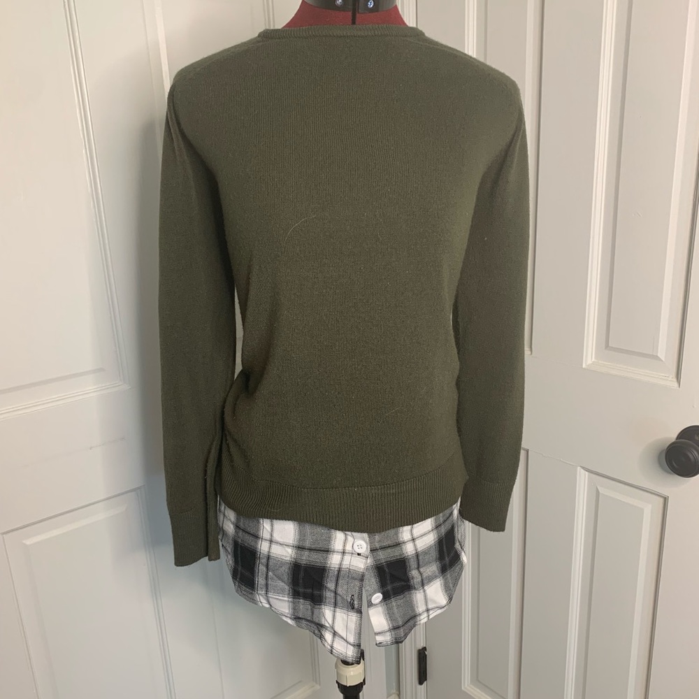 Under sweater faux button down for added length